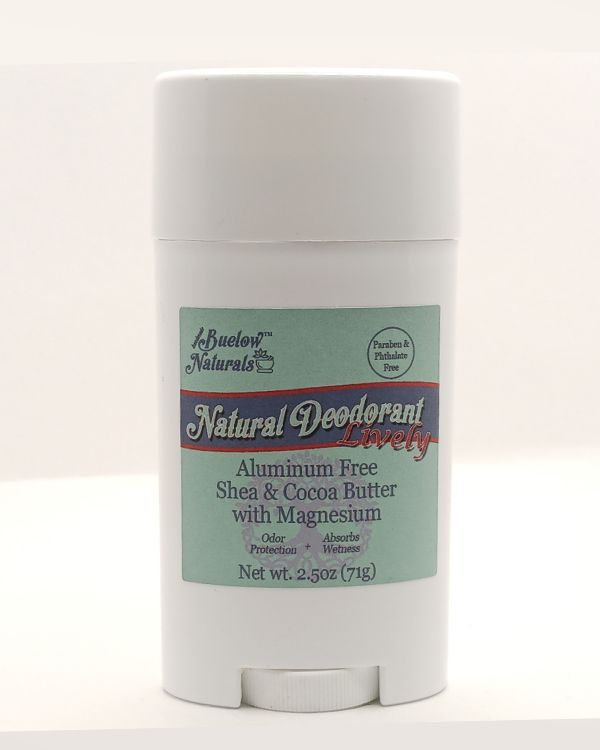 One of the five types of Buelow Naturals natural deodorant is photographed.
